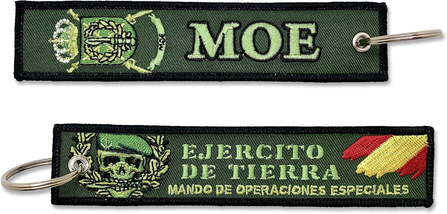 Llavero Bordado Ejército De Tierra MOE Mando De Operaciones Especiales Militar Fuerzas Armadas Españolas Verde