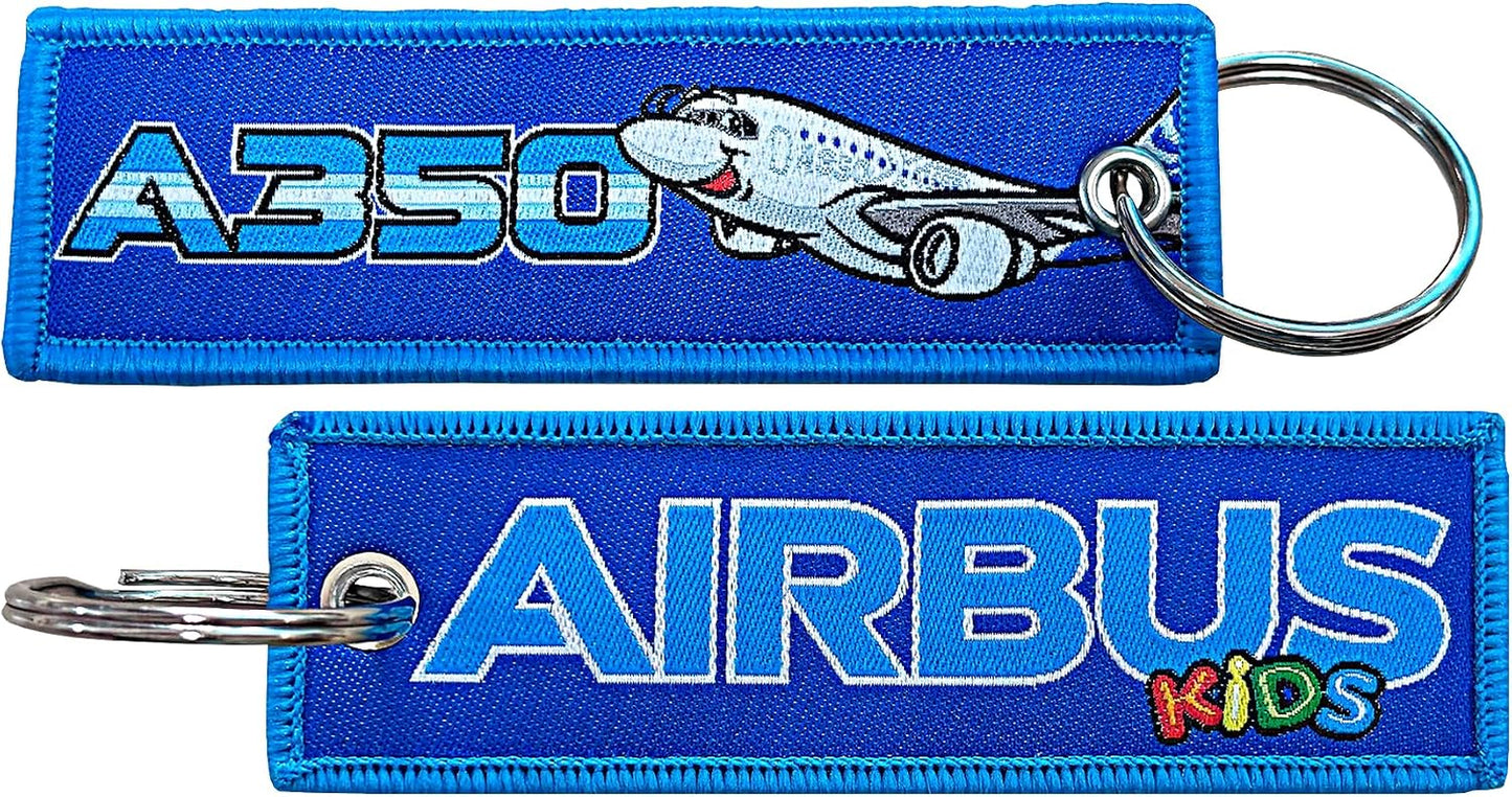 Llavero Airbus A350 Kids, Bordado Azul, 10 Cm