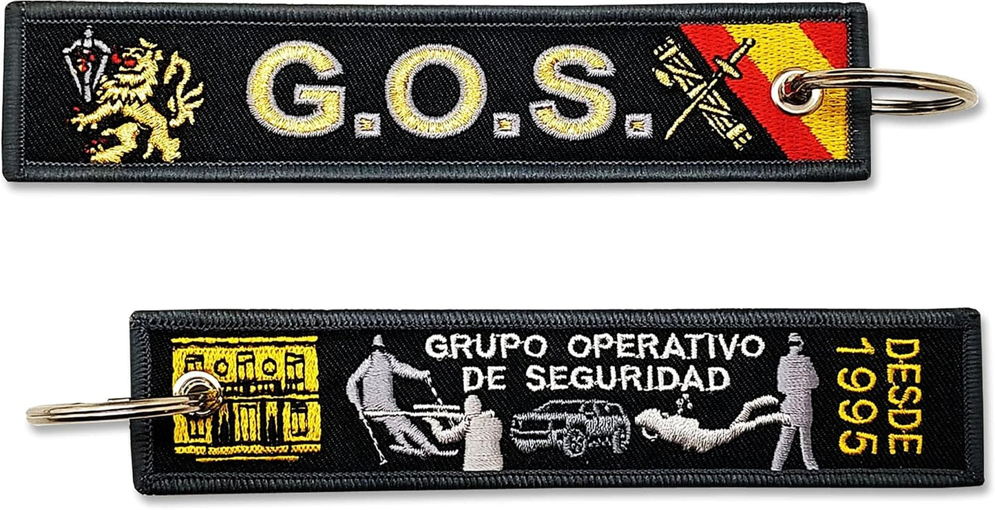 Llavero Bordado GOS Grupo Operativo De Seguridad De La Guardia Civil Negro