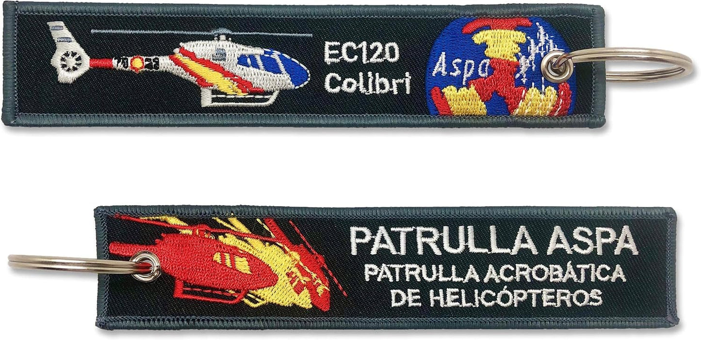 Llavero ASPA Negro Patrulla Acrobática De Helicópteros EC120 Colibri Ejército Del Aire España Bordado