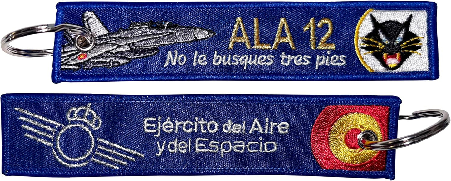 Llavero Bordado Ejército Del Aire Español ALA 12 No Le Busques Tres Pies, Azul