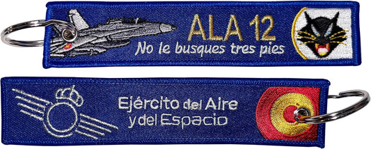 Llavero Bordado Ejército Del Aire Español ALA 12 No Le Busques Tres Pies, Azul