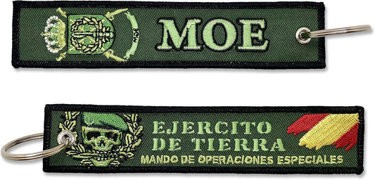 Llavero Bordado Ejército De Tierra MOE Mando De Operaciones Especiales Militar Fuerzas Armadas Españolas Verde