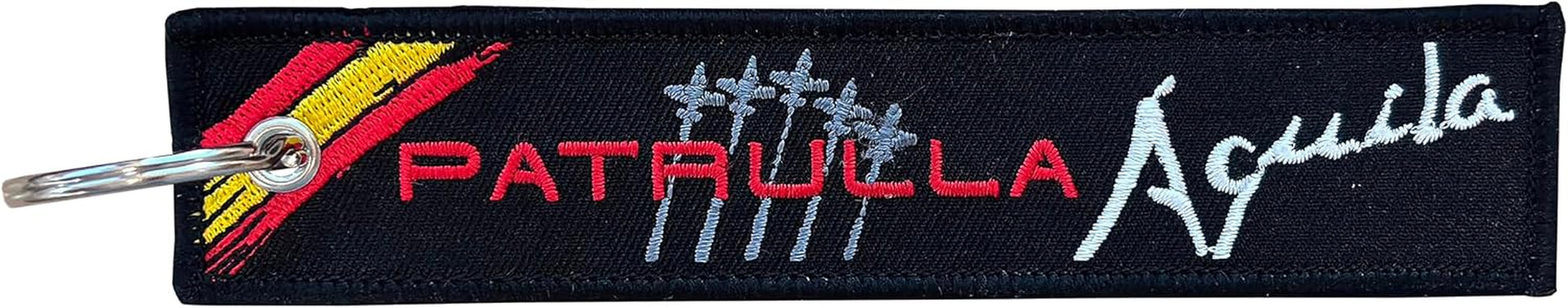 ¡ EDICIÓN LIMITADA Llavero Bordado Militar Aeronáutico Patrulla Águila, 40 Aniversario 1985-2025, Negro, 14,5 Cm