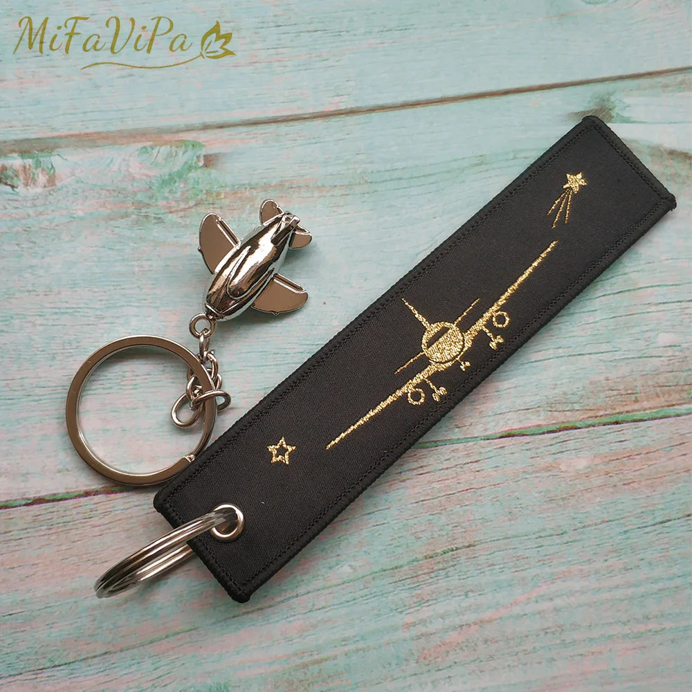 Fashion Trinket Pilot Keychains Porte Woven Flight Crew Gift Aviation Key Chain with 1 PC Metal Plane Cessna Keyrings