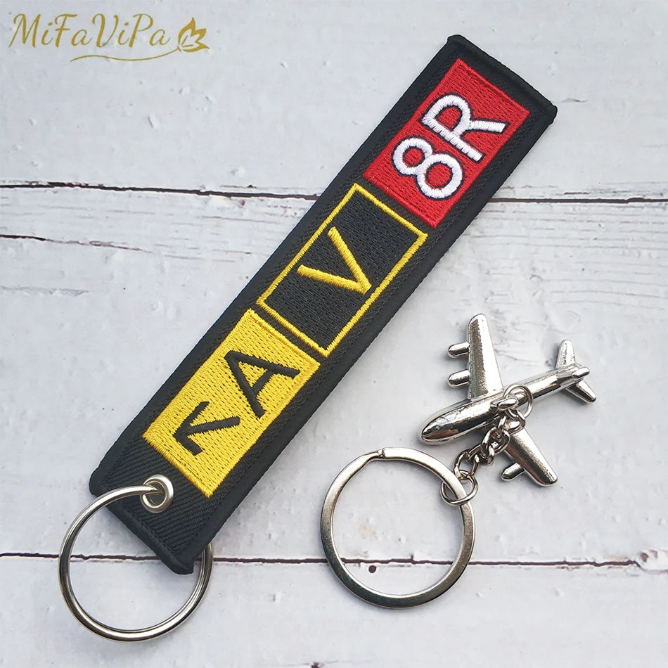 Fashion Trinket Pilot Keychains Porte Woven Flight Crew Gift Aviation Key Chain with 1 PC Metal Plane Cessna Keyrings