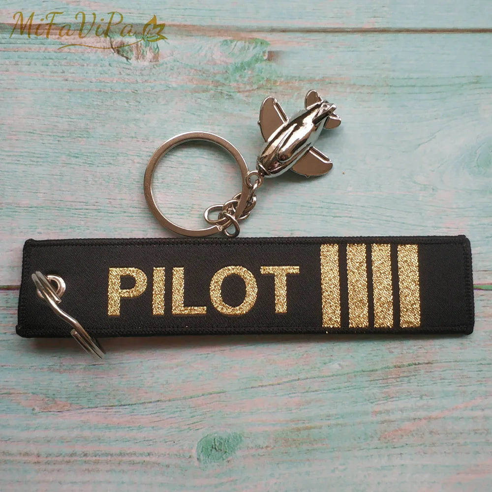 Fashion Trinket Pilot Keychains Porte Woven Flight Crew Gift Aviation Key Chain with 1 PC Metal Plane Cessna Keyrings