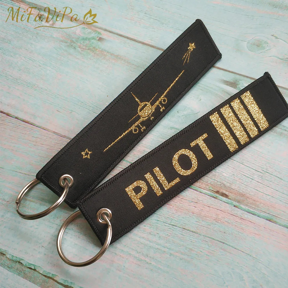 Fashion Trinket Pilot Keychains Porte Woven Flight Crew Gift Aviation Key Chain with 1 PC Metal Plane Cessna Keyrings
