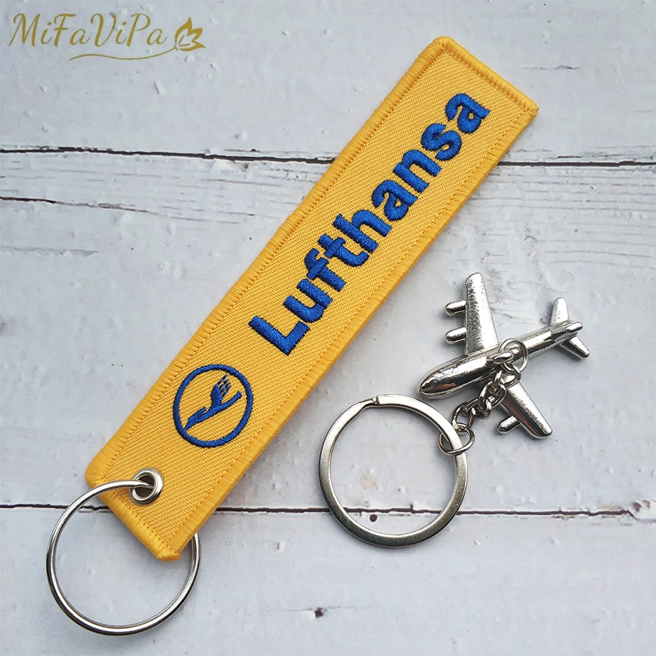 Fashion Trinket Pilot Keychains Porte Woven Flight Crew Gift Aviation Key Chain with 1 PC Metal Plane Cessna Keyrings