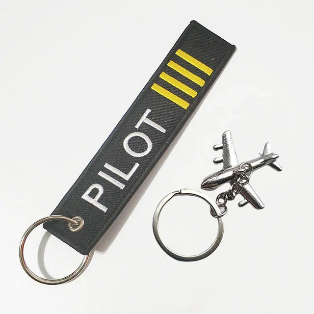 Fashion Trinket Pilot Keychains Porte Woven Flight Crew Gift Aviation Key Chain with 1 PC Metal Plane Cessna Keyrings