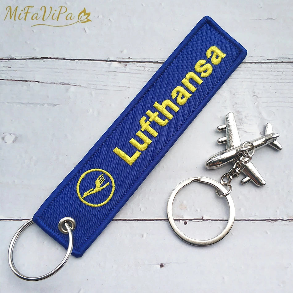Fashion Trinket Pilot Keychains Porte Woven Flight Crew Gift Aviation Key Chain with 1 PC Metal Plane Cessna Keyrings