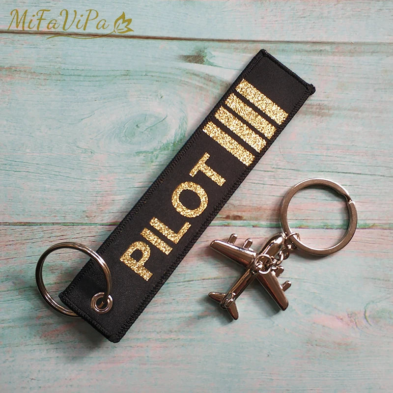 Fashion Trinket Pilot Keychains Porte Woven Flight Crew Gift Aviation Key Chain with 1 PC Metal Plane Cessna Keyrings