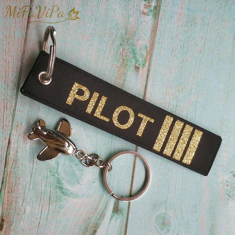 Fashion Trinket Pilot Keychains Porte Woven Flight Crew Gift Aviation Key Chain with 1 PC Metal Plane Cessna Keyrings