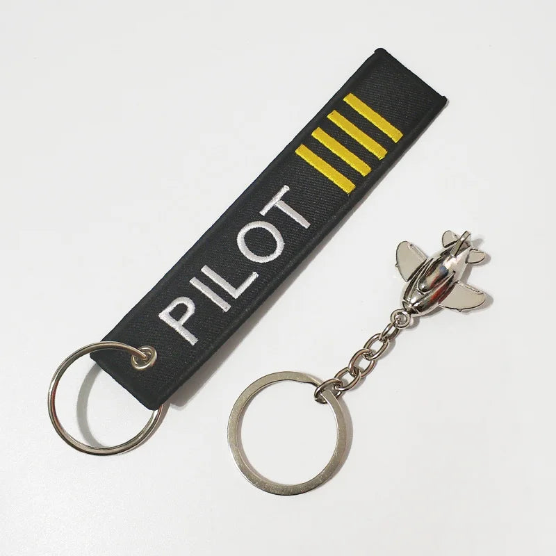 Fashion Trinket Pilot Keychains Porte Woven Flight Crew Gift Aviation Key Chain with 1 PC Metal Plane Cessna Keyrings