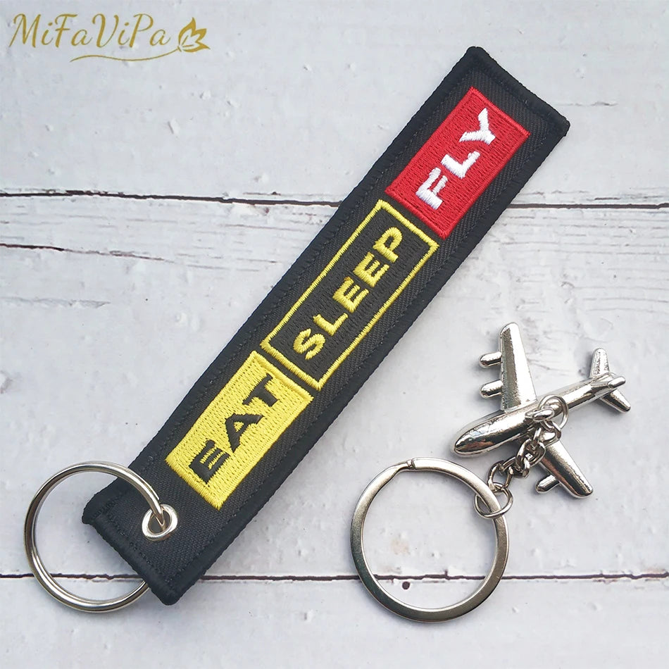 Fashion Trinket Pilot Keychains Porte Woven Flight Crew Gift Aviation Key Chain with 1 PC Metal Plane Cessna Keyrings