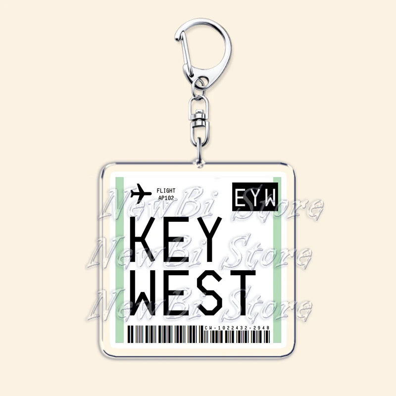 Travel Plane Ticket Boarding Pass Keychain London Paris Tokyo New York Keyrings for Accessories Bag Key Chain Ring Jewelry Gifts
