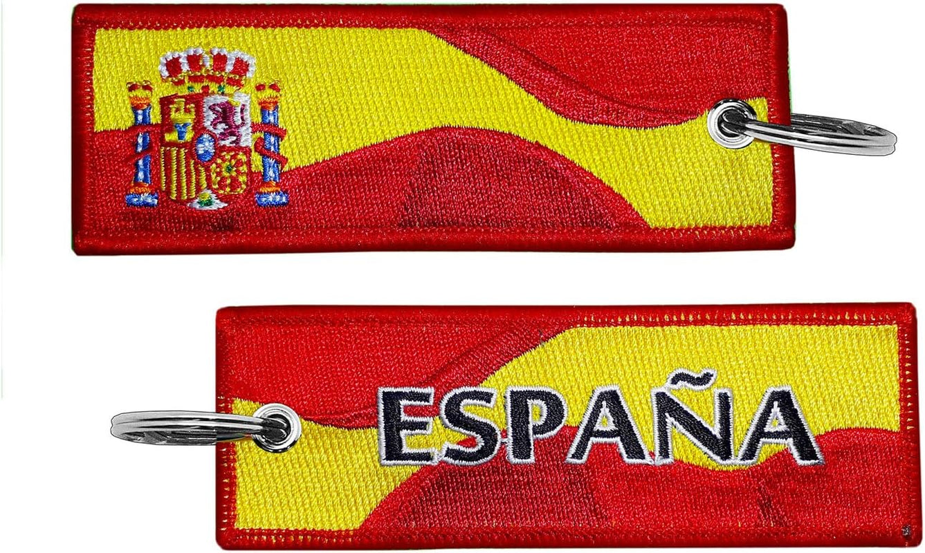 Llavero Bordado Bandera De España Con Escudo